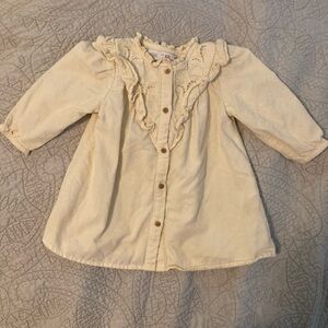Cream chord button up dress